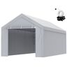 VEVOR Carport Replacement Canopy Cover Top + Side Wall 10 x 20 ft, Garage Tent Shelter Tarp Heavy-Duty Waterproof & UV Protected, Easy Installation with Ball Bungees,White (Frame Not Included)