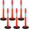 VEVOR 6Pack Traffic Delineator Posts 44 Inch Height, PE Delineator Cones Post Kit 10 inch Reflective Band, Delineators Post with Rubber Base 16 inch for Construction Sites, Facility Management etc.