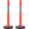 VEVOR Traffic Delineator Post Cones, 2 Pack, Traffic Safety Delineator Barrier with 16.93 x 16.93 in Rubber Base, for Traffic Control Warning Outdoor Indoor Use Parking Lot Construction Caution Roads