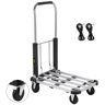 VEVOR Folding Platform Truck, Portable Platform Cart Adjustable Length, Aluminum Push Cart Telescoping Handle with 4 Wheels 330LBS Capacity for Luggage Travel Shopping