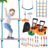 VEVOR Ninja Warrior Obstacle Course for Kids, 2 x 56 ft Weatherproof Slacklines, 500lbs Weight Capacity Monkey Line, Outdoor Playset Equipment, Backyard Toys Training Equipment Set with 12 Obstacles