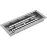 VEVOR 20x8 Inch Stainless Steel Rectangular Built-in Fire Pit Pan with H-Burner, Silver