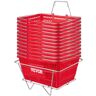 VEVOR Shopping Basket, Set of 12 Red, Durable PE Material with Handle and Stand, Basket Dimension 16.9"L x 11.8"W x 8.07"H and Used for Supermarket, Retail, Grocery-Holds 21 L/5.6 Gal of Merchandise