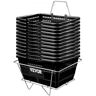 VEVOR Shopping Basket, Set of 12 Black, Durable PE Material with Handle and Stand, Basket Dimension 16.9"L x 11.8"W x 8.07"H and Used for Supermarket, Retail, Grocery- Holds 21 L of Merchandise