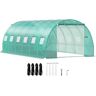 VEVOR Walk-in Tunnel Greenhouse, 20 x 10 x 7 ft Portable Plant Hot House w/ Galvanized Steel Hoops, 3 Top Beams, Diagonal Poles, 2 Zippered Doors & 12 Roll-up Windows, Green