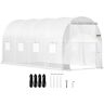 VEVOR Walk-in Tunnel Greenhouse, 15 x 7 x 7 ft Portable Plant Hot House w/ Galvanized Steel Hoops, 1 Top Beam, Diagonal Poles, Zippered Door & 8 Roll-up Windows, White