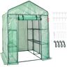 VEVOR Walk-in Green House, 4.6 x 4.6 x 6.6 ft , Greenhouse with Shelves, High Strength PE Cover with Zipper Door and Steel Frame, Assembly in Minutes, Suitable for Planting and Storage