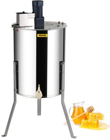 VEVOR Electric Honey Extractor, 4/8 Frames Honey Spinner Extractor, Stainless Steel Beekeeping Extraction, Apiary Centrifuge Equipment with Height Adjustable Stand, Honeycomb Drum Spinner with Lid