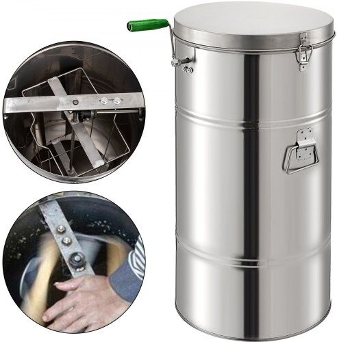 VEVOR Honey Extractor Bee Honey Extractor Manual Honeycomb Spinner 2 Two Frame Stainless Steel Beekeeping Accessory (2 Frame Honey Extractor)