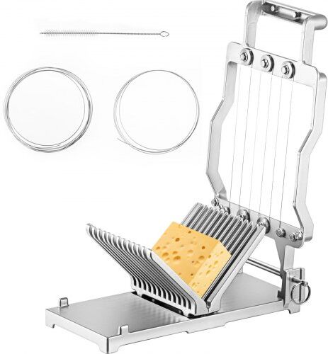 VEVOR Cheese Cutter With Wire 1 cm & 2 cm Cheeser Butter Cutting Blade Replaceable Cheese Slicer Wire, Aluminum Alloy Commercial Cheese Slicer with 304 Stainless Steel Wire Kitchen Cooking Baking Tool