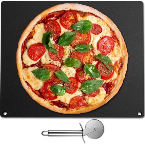 VEVOR Steel Pizza Stone for Oven, Steel Pizza Plate, A36 Steel Baking Steel Pizza Stone for Grill, Steel Pizza Pan with 20x Higher Conductivity for Pizza & Bread Indoor & Outdoor (Balck)