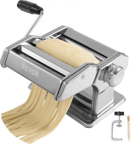 VEVOR Pasta Maker Machine, 9 Adjustable Thickness Settings Noodles Maker, Stainless Steel Noodle Rollers and Cutter, Manual Hand Press, Pasta Making Kitchen Tool Kit, Perfect for Spaghetti Lasagna