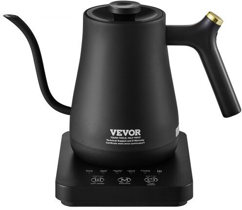 VEVOR Electric Gooseneck Kettle 1L, Temperature Control Pour Over Coffee Kettle with 5 Variable Presets, 304 Food Grade Stainless Steel Hot Water Tea Boiler & Boil-Dry Protection, Keep Warm, 1200W