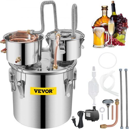 Vevor 8Gal Home Use Moonshine Still Brewing Stainless Steel Water Wine Alcohol Double Keg