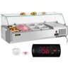 VEVOR Refrigerated Condiment Prep Station, 48-Inch, 10.8Qt Sandwich Prep Table w/ 2 1/3 Pans & 4 1/6 Pans, 146W Salad Bar w/ 304 Stainless Body Tempered Glass Shield Digital Temp Display Auto Defrost