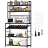 VEVOR Kitchen Wine Baker's Rack, Microwave Oven Stand, 6-Tier Kitchen Rack with 11 Side Hooks, Bakers Racks for Kitchens with Storage, Wine Rack, Utility Storage Shelf for Kitchen, Coffer Bar Stand