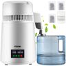 VEVOR 1.1Gal Water Distiller, 0.3Gal/H, 750W Distilled Water Maker Machine 0-99H Timing Set Temp Display, 304 Stainless Steel Countertop Distiller Plastic Carafe Cleaning Powder 3 Carbon Packs, White