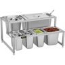 VEVOR Expandable Spice Rack, 13.8"-23.6" Adjustable, 2-Tier Stainless Steel Organizer Shelf with 3 1/9 Pans 2 1/6 Pans 1 1/3 Pan 6 Ladles, Countertop Inclined Holder for Sauce Ingredients Fruits