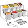 VEVOR Expandable Spice Rack, 13.8"-23.6" Adjustable, 2-Tier Stainless Steel Organizer Shelf with 4 1/9 Pans 4 1/6 Pan 8 Ladles, Countertop Inclined Holder for Sauce Ingredients Fruits, for Kitchen Use