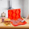 VEVOR Innovative Burger Patty Press Freezer 5-In-1 Burger Press and Freezer Container Non Stick Hamburger Patty Freezer Containers Red Hexagonal Burger Patties, Silicone Frozen Hamburger Patty Maker