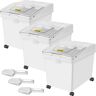 VEVOR Ingredient Bin, 10.5 Gallons Capacity Ingredient Storage Bin, PP Material Flour Bins On Wheels, White Shelf Ingredient Bin with Scoop and Sliding Lid, Commercial Storage Bins 3 Pcs/Set