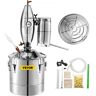 VEVOR 20L 5.3Gal Water Alcohol Distiller 304 Stainless Steel Alcohol Still Wine Making Boiler Home Kit with Thermometer for Whiskey Brandy Essential, Sliver