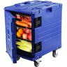 VEVOR Insulated Food Pan Carrier, 82 Qt Hot Box for Catering, LLDPE Food Box Carrier w/One-Piece Buckle, Front Loading Food Warmer w/Handles, End Loader w/Wheels for Restaurant, Canteen, etc. Blue