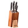 VEVOR Universal Knife Holder, Acacia Wood Knife Block Without Knives, Extra Large Knife Storage Holder Stand with PP Brush, Multifunctional Wooden Knife Organizer, Knife Rack for Kitchen Counter