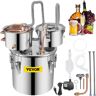 VEVOR Alcohol Still, 3 Gallon, Stainless Steel Alcohol Distiller with Copper Tube & Build-in Thermometer & Water Pump, Double Thumper Keg Home Brewing Kit, for DIY Whiskey Wine Brandy