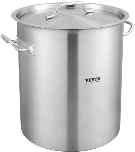 VEVOR Stainless Steel Stockpot, 42 Quart Large Cooking Pots, Cookware Sauce Pot with Strainer, Lid, and Handle, Heavy Duty Commercial Grade Stock Pot, Sanding Treatment, for Large Groups Events Silver