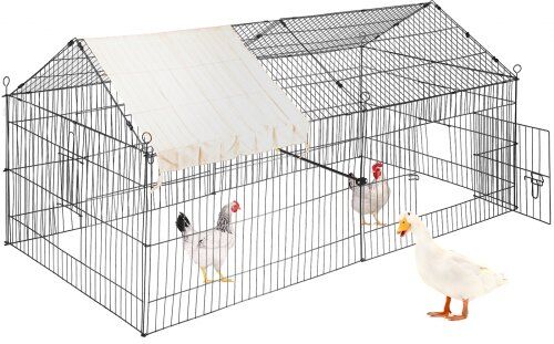 VEVOR Large Metal Chicken Coop, 87" x 41.7" x 41", Rabbit Run Enclosure Pen w/Waterproof and Sun-Proof Cover for Outdoor, Indoor, Backyard, and Farm, Pet Playpen Cage for Small Animals, Duck, Black