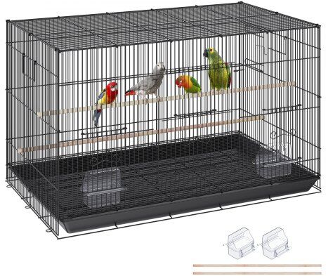 VEVOR 30 inch Bird Cage, Metal Large Parakeet Cages for Cockatiels Small Parrot Budgies Lovebirds Canaries, Pet Bird Cage with Rolling Stand and Tray