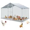 VEVOR Large Metal Chicken Coop with Run, Walkin Chicken Coop for Yard with Waterproof Cover, 6.6 x 9.8 x 6.6 ft, Peaked Roof Large Poultry Cage for Hen House, Duck Coop and Rabbit Run, Silver