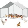 VEVOR Large Metal Chicken Coop, 9.8x6.5x6.5ft Walk-in Chicken Run with Waterproof Cover, Spire Roof Hen House with Security Lock for Outdoor and Backyard, Farm, Duck Rabbit Cage Poultry Pen