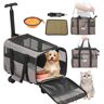 VEVOR Cat Carrier with Wheels, Airline Approved Rolling Pet Carrier with Telescopic Handle and Shoulder Strap, Dog Carrier with Wheels for Pets under 22 lbs, with 1 Folding Bowl, Grey