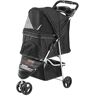 VEVOR Pet Stroller, 3 Wheels Dog Stroller Rotate with Brakes, 35lbs Weight Capacity, Puppy Stroller with Front Pedal, Velcro, Storage Basket and Cup Holder, for Dogs and Cats Travel, Black