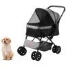 VEVOR Pet Stroller, 4 Wheels Dog Stroller Rotate with Brakes, 44lbs Weight Capacity, Puppy Stroller with Reversible Handlebar, Storage Basket and Zipper, for Dogs and Cats Travel, Black+Grey