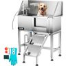 VEVOR Dog Grooming Tub, 38" Pet Wash Station, Professional Stainless Steel Pet Grooming Tub Rated 180LBS Load Capacity, Non-Skid Dog Washing Station Comes with Ramp, Faucet, Sprayer and Drain Kit