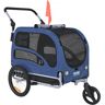 VEVOR Dog Bike Trailer, Supports up to 100 lbs, 2-in-1 Pet Stroller Cart Bicycle Carrier, Easy Folding Cart Frame with Quick Release Wheels, Universal Bicycle Coupler, Reflectors, Flag, Blue/Black