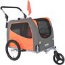 VEVOR Dog Bike Trailer, Supports up to 66 lbs, 2-in-1 Pet Stroller Cart Bicycle Carrier, Easy Folding Cart Frame with Quick Release Wheels, Universal Bicycle Coupler, Reflectors, Flag, Orange/Gray