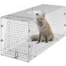 VEVOR Live Animal Cage Trap, 42" x 16" x 18" Humane Cat Trap Galvanized Iron, Folding Animal Trap with Handle for Stray Dogs, Armadillos, Raccoons, Marmots, Foxes