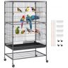 VEVOR 52 inch Standing Large Bird Cage, Wrought Iron Flight Bird Cage for Parakeets, Cockatiels, Parrots, Macaw with Rolling Stand and Tray