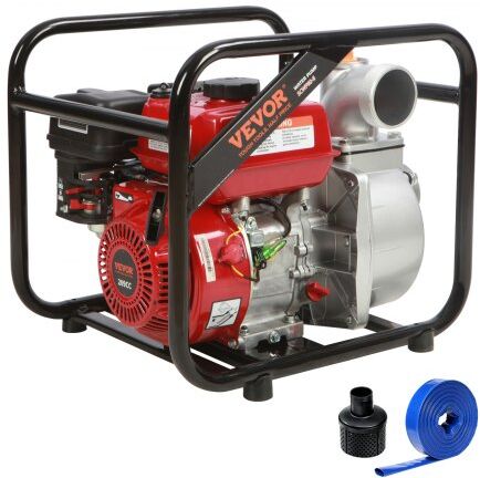 VEVOR Gasoline Engine Water Pump, 3-inch, 7HP 265 GPM, 142ft Lift, 22ft Suction, 4-Stroke Gas Powered Trash Water Transfer Pump Portable High Pressure with 25ft Hose for Irrigation Pool, EPA Certified