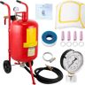 VEVOR 10Gal/40L Sandblaster Equipped w/Nozzle Shut-Off Valve Pressure Gauge Ceramic Nozzle 2.5m Hose Filling Funnel Watertrap 6" Rubber Wheels Grit Power Sand Blasters Portable Sandblasting Equipment