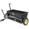 VEVOR Broadcast Spreader, 100 LB Tow Behind Poly Drop Spreader with 10" Wheels, Steel Spike Aerator, Fertilizer Spreader, Garden Seeder, and Salt Spreader, for Residential, Farm, Tough Terrain, Black