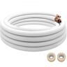 VEVOR Mini Split Copper Line Set 24.6ft Length, 3/8" & 1/4" OD Copper Pipes for Mini Split Air Conditioner, Flared Copper Lines White Mini Split Line Set for Heat Pump System Line Set for 9000 BTU