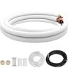 VEVOR Mini Split Copper Line Set 16ft Length, 1/2" & 1/4" OD Copper Pipes for Mini Split Air Conditioner, Flared Copper Lines White, Mini Split Line Set for Heat Pump System Line Set for 12000 BTU