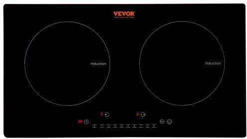 VEVOR Electric Cooktop, 2 Burners, 24'' Induction Stove Top, Built-in Magnetic Cooktop 1800W, 9 Heating Level Multifunctional Burner, LED Touch Screen w/ Child Lock & Over-Temperature Protection