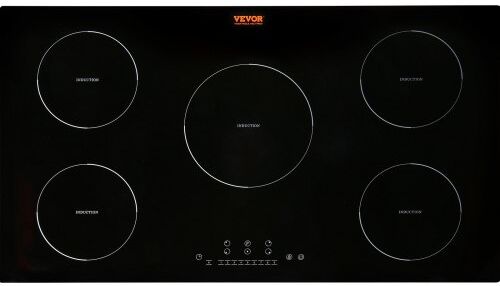 VEVOR Electric Cooktop, 5 Burners, 36'' Induction Stove Top, Built-in Magnetic Cooktop 9200W, 9 Heating Level Multifunctional Burner, LED Touch Screen w/ Child Lock & Over-Temperature Protection