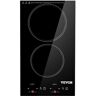 VEVOR Built-in Induction Electric Stove Top 12 Inch,2 Burners Electric Cooktop,9 Power Levels & Sensor Touch Control,Easy to Clean Ceramic Glass Surface,Child Safety Lock,110V